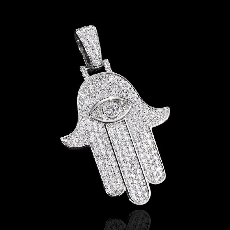 Main Hamsa Diamant Moissanite Argent - Passeport Cases