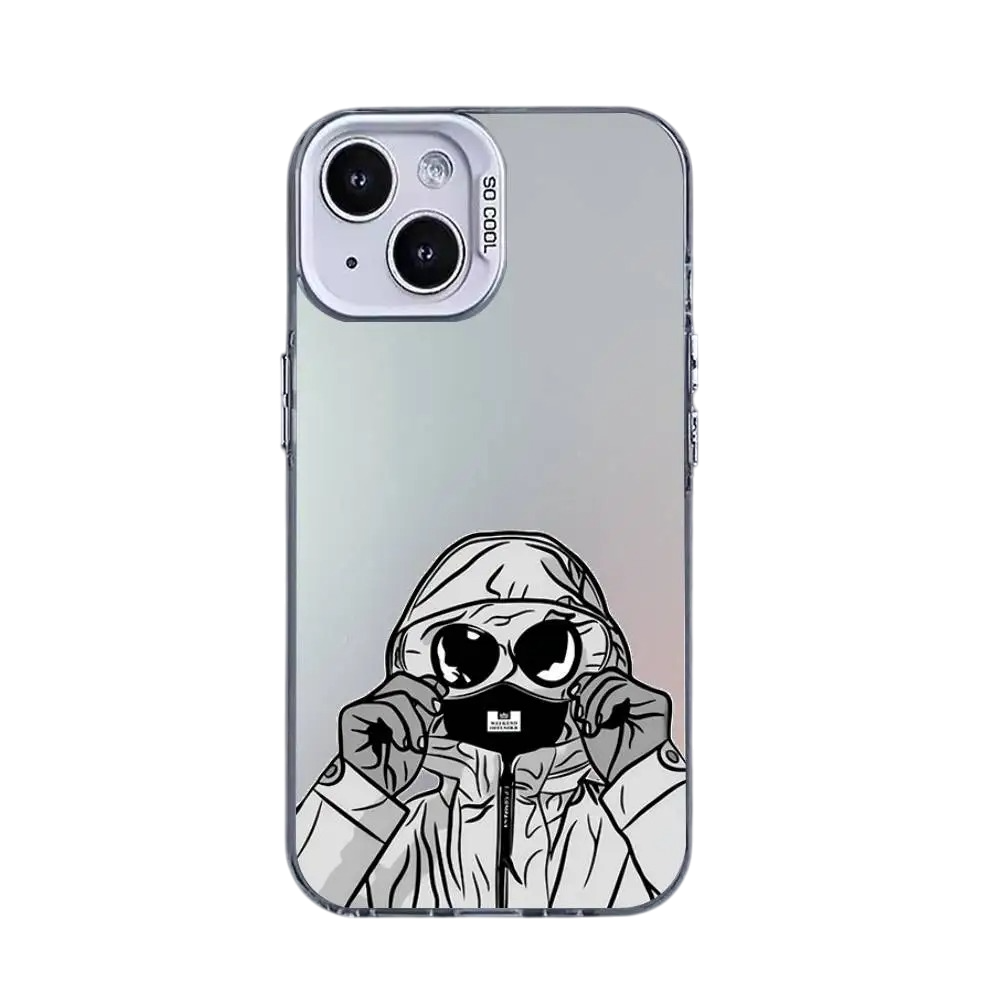 Coque iPhone CP Company argenté – Illustration futuriste & protection
