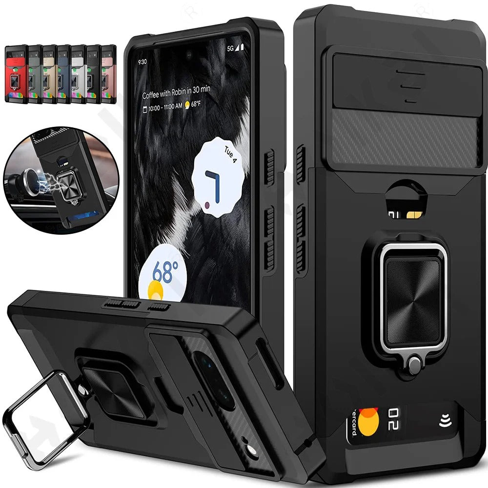 Coque Robuste avec Porte-Cartes et Support Magnétique pour Google Pixel 8, 7A et 7 Pro