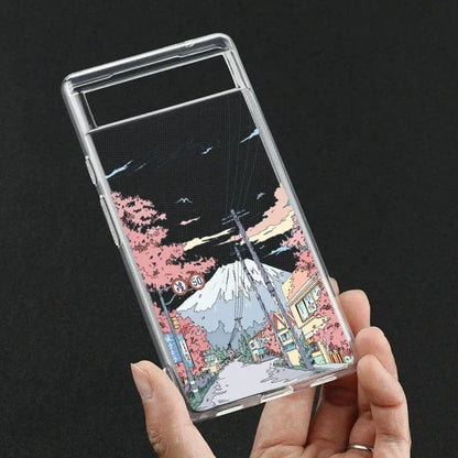 Coque Transparente Paysage d'Anime Japonais pour Google Pixel