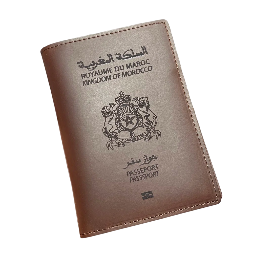 Protège-Passeport Maroc – Étui en cuir véritable