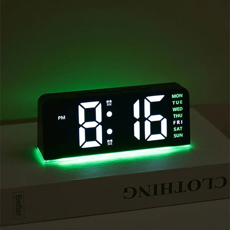 Réveil LED Numérique 7’’ – Double alarme, température & veilleuse