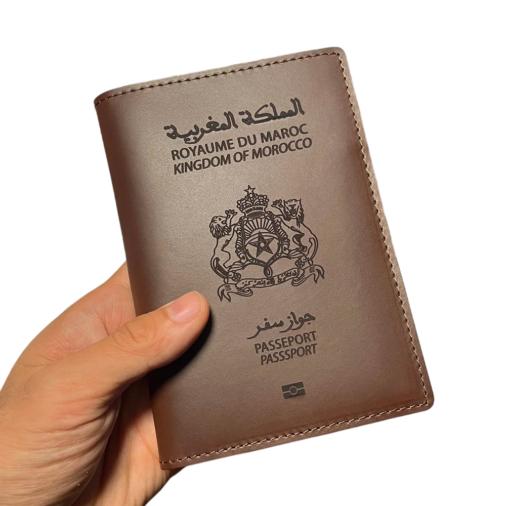 Protège-Passeport Maroc – Étui en cuir véritable