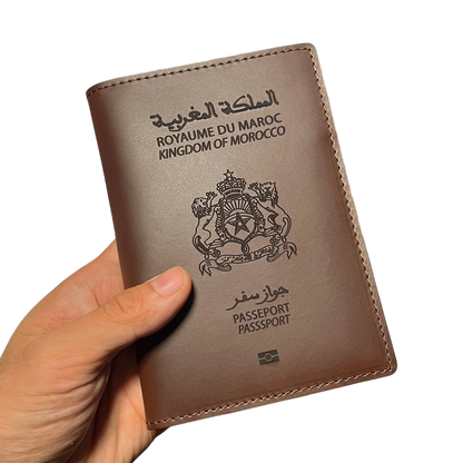 Protège-Passeport Maroc – Étui en cuir véritable