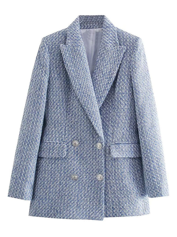 Veste Vintage Élégante en Coton et Tweed pour Femme