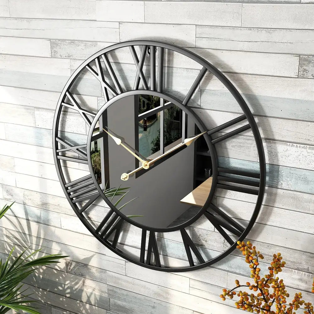 Miroir Horloge - Noir