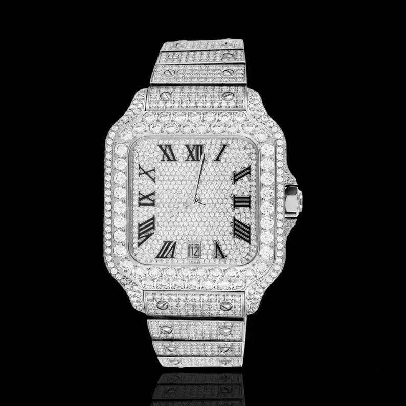 Moissanite Diamanten King Square Horloge - Passeport Cases