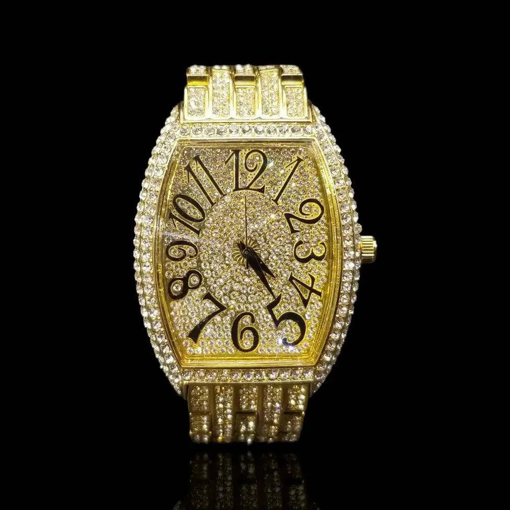 Montre Crazy Hours Diamant Plaqué Or - Passeport Cases