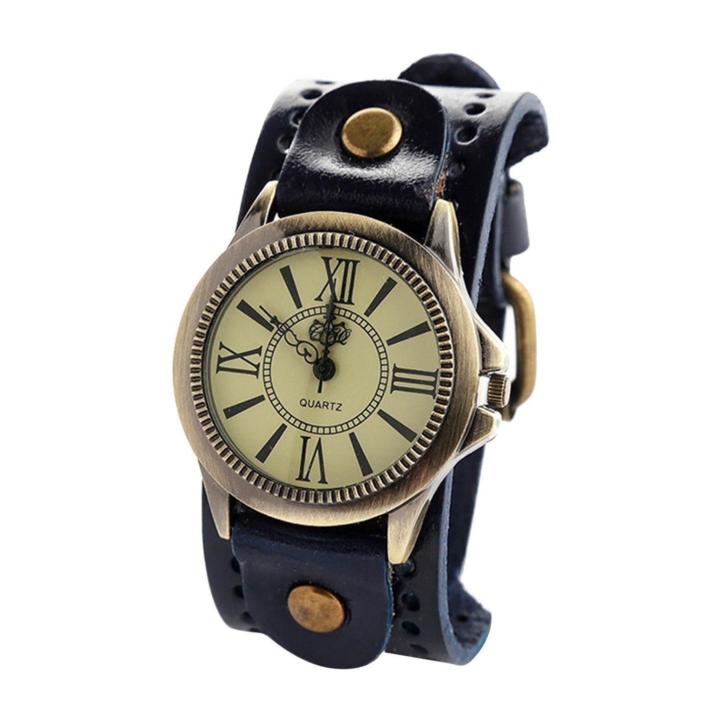 Montre Homme Luxe Vintage en Cuir avec Mouvement à Quartz