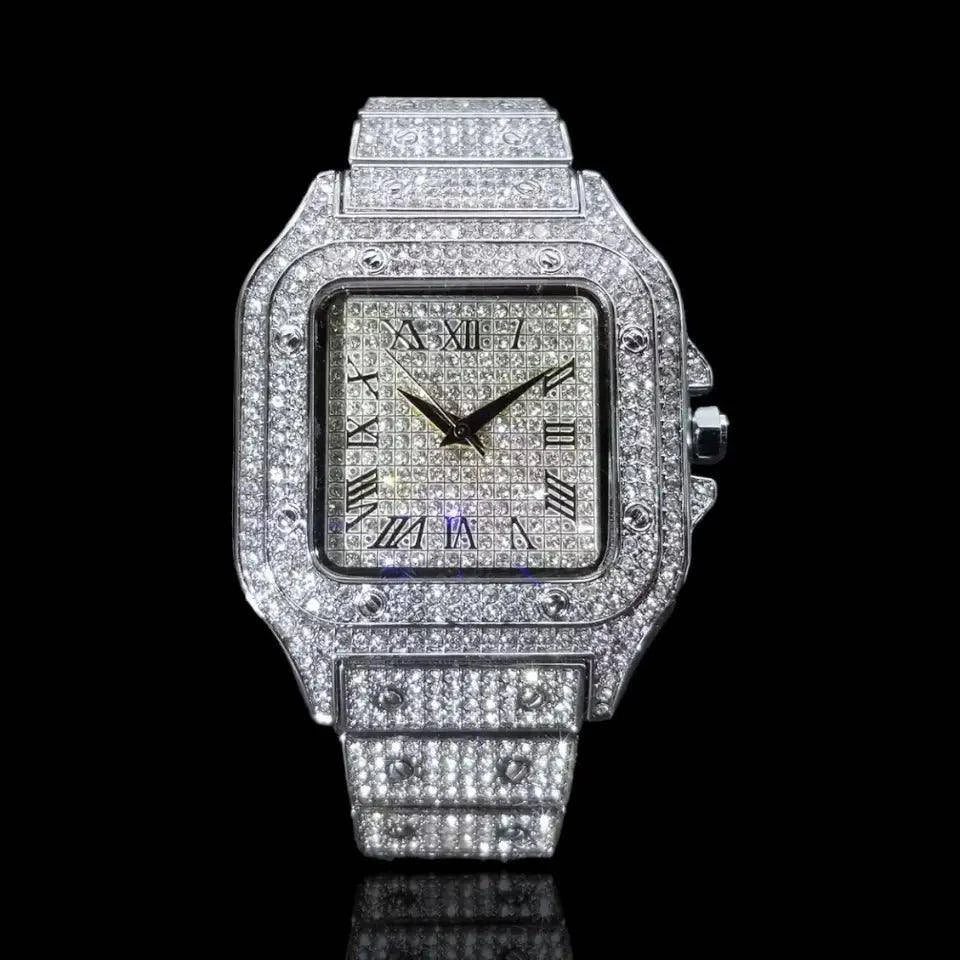 Montre King Square Fully Iced Out - Passeport Cases