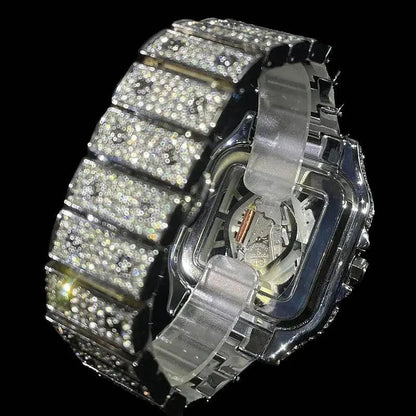 Montre King Square Skeleton Fully Iced Out - Passeport Cases