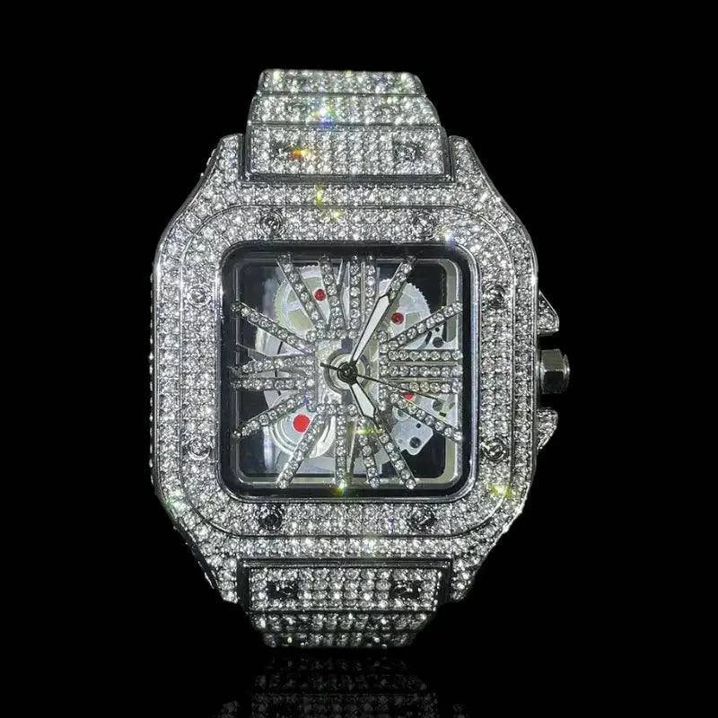 Montre King Square Skeleton Fully Iced Out - Passeport Cases