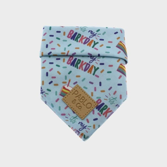 Bandana Anniversaire Bleu en Coton pour Chien - Pablo & Co - Passeport Cases