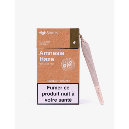 Paquet de 5 Pré-rolls Amnesia Haze RAF - Passeport Cases