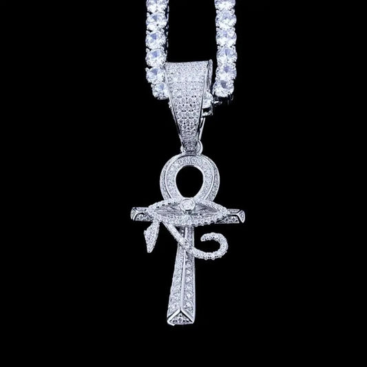 Pendentif croix Ankh en argent et diamant Moissanite - Passeport Cases