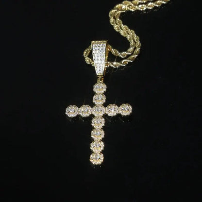 Pendentif Croix Clustered Plaqué Or - Passeport Cases