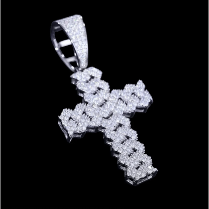 Pendentif croix cubaine diamant moissanite argent - Passeport Cases