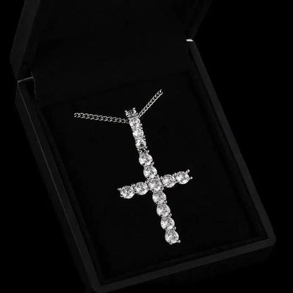 Pendentif croix diamant moissanite argent - Passeport Cases