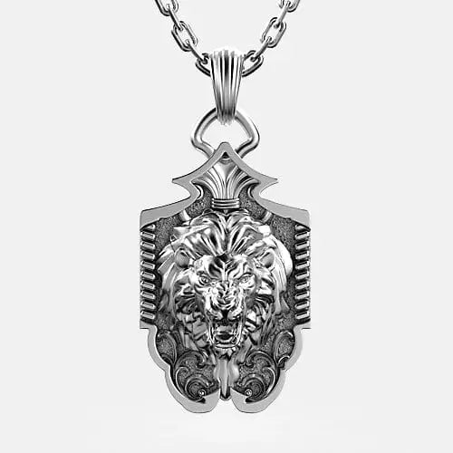 Pendentif plaque lion argent By Art Caribe - Passeport Cases