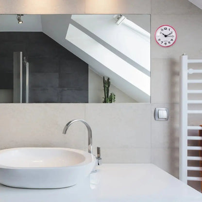 Petite Horloge Salle de Bain à Ventouse Blanc - Horloge Salle de Bain