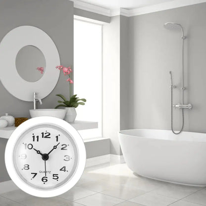 Petite Horloge Salle de Bain à Ventouse Blanc - Horloge Salle de Bain