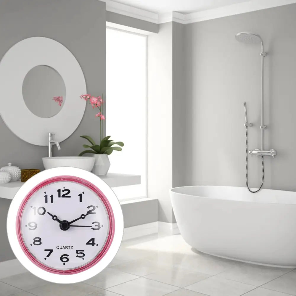 Petite Horloge Salle de Bain à Ventouse Rose - Horloge Salle de Bain