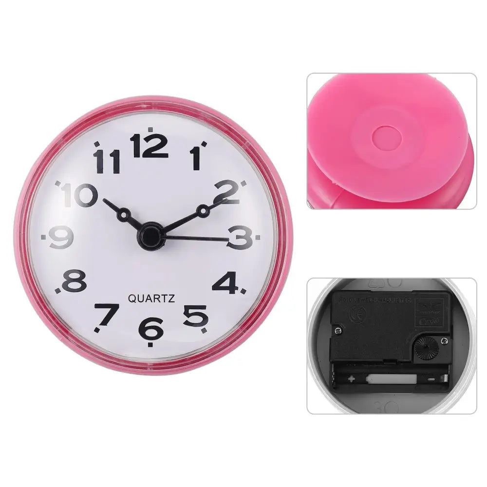 Petite Horloge Salle de Bain à Ventouse Rose - Horloge Salle de Bain