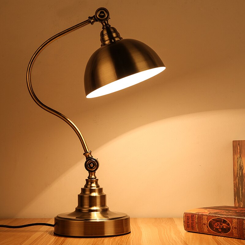 Petite Lampe de Bureau Vintage en Cuivre