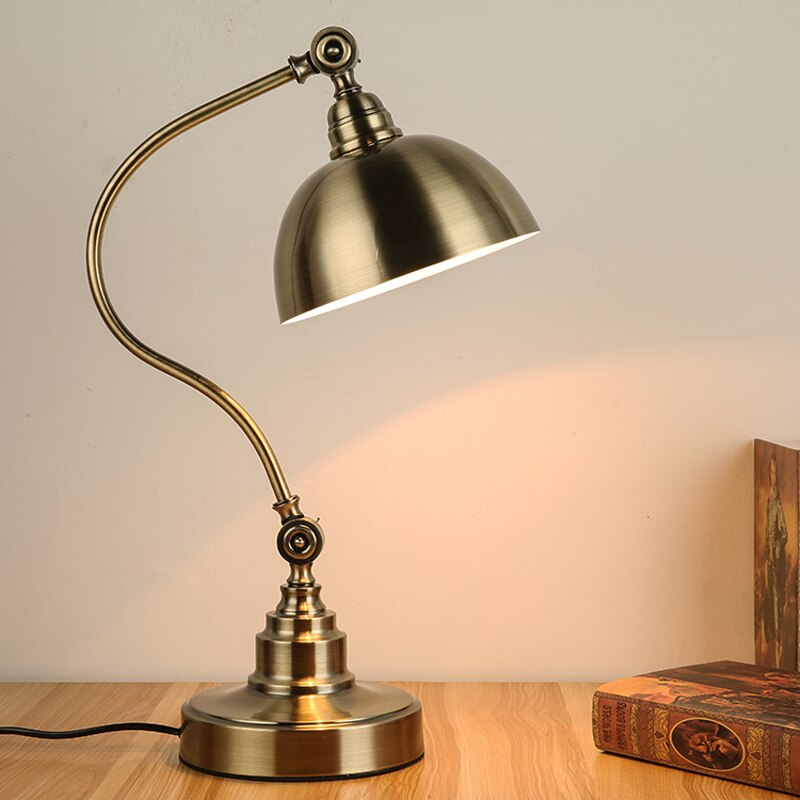 Petite Lampe de Bureau Vintage en Cuivre