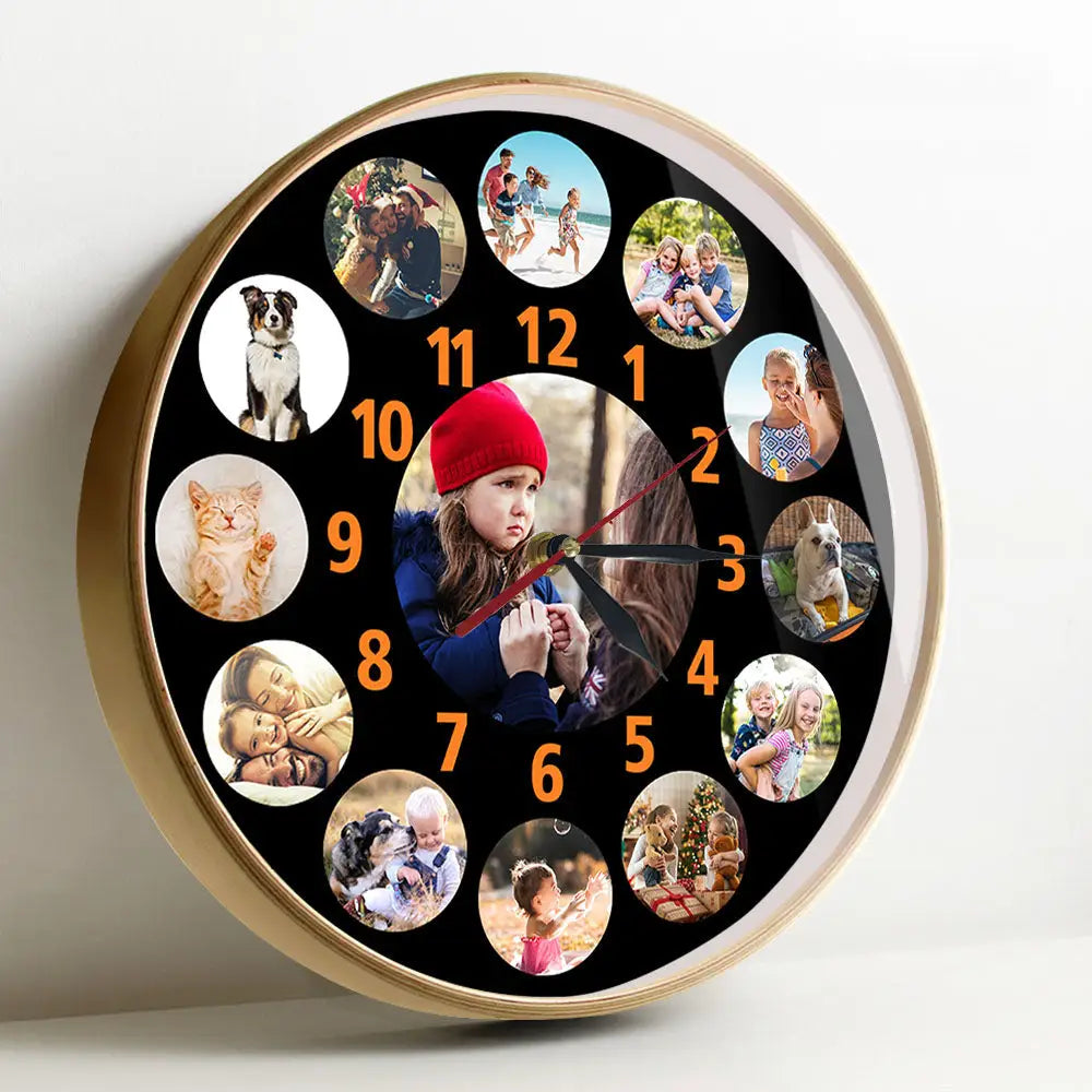 Photo Sur Horloge - Avec Cadre en Bois