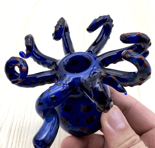 Pipe en Verre Tentacule – Élégance Marine en Bleu