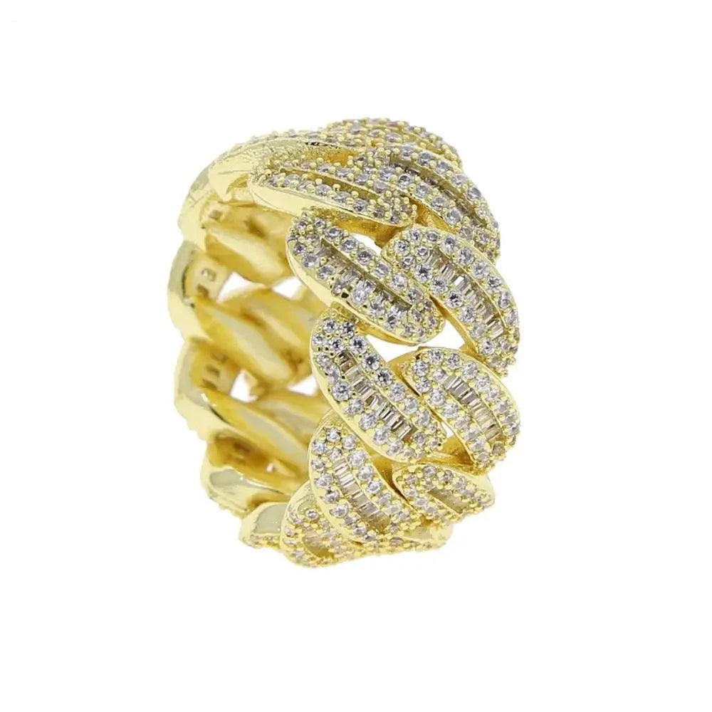 Plaqué Or | Bague Cubaine Diamant Baguette - Passeport Cases