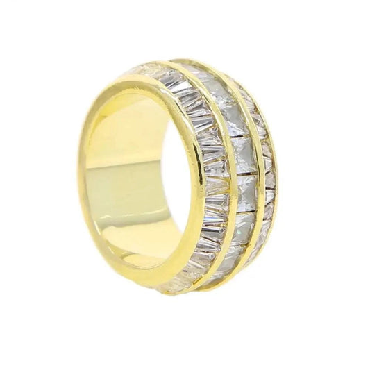 Plaqué Or | Bague d'éternité diamant taille baguette - Passeport Cases