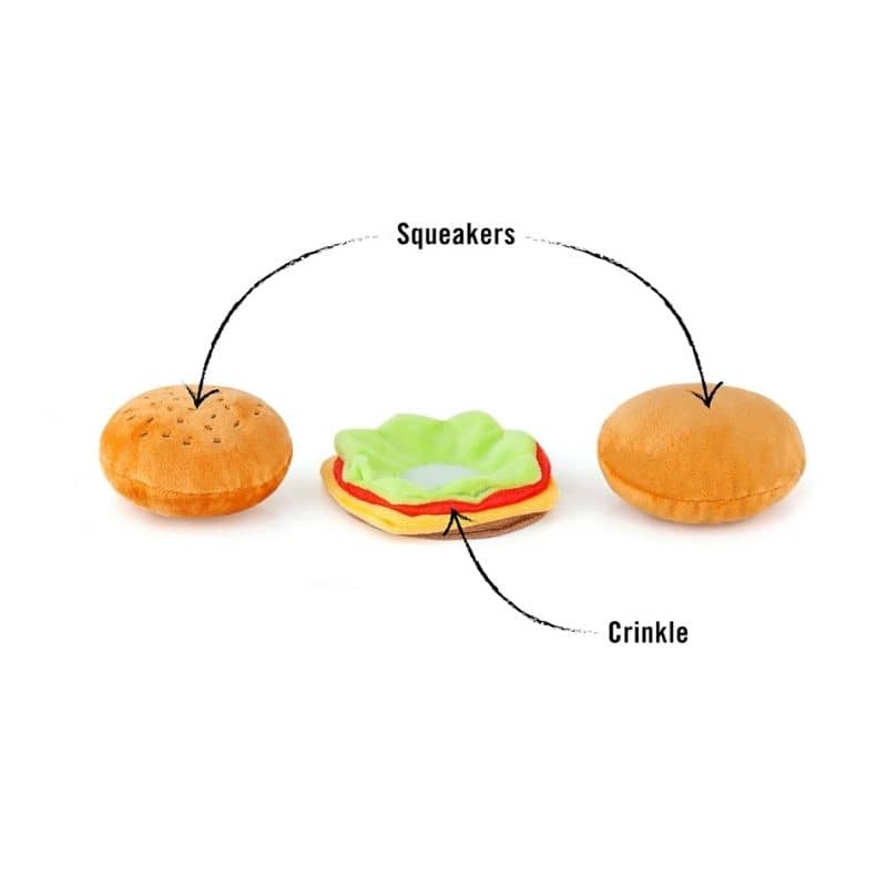 Eco -responsible toy toy for dogs in the shape of a burger - Available in 2 sizes