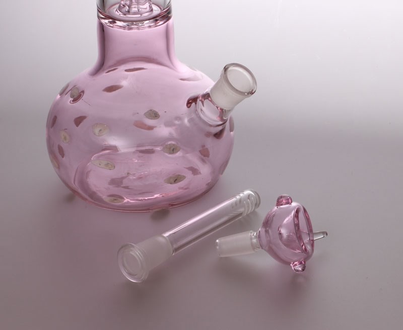 Bang en Verre Champignon Rose 48 cm - Design Unique avec Triple Percolation