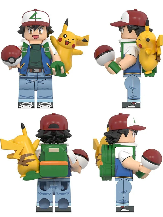 Figurine Mini Baustein Ash Ketchum avec Pikachu et Poké Ball