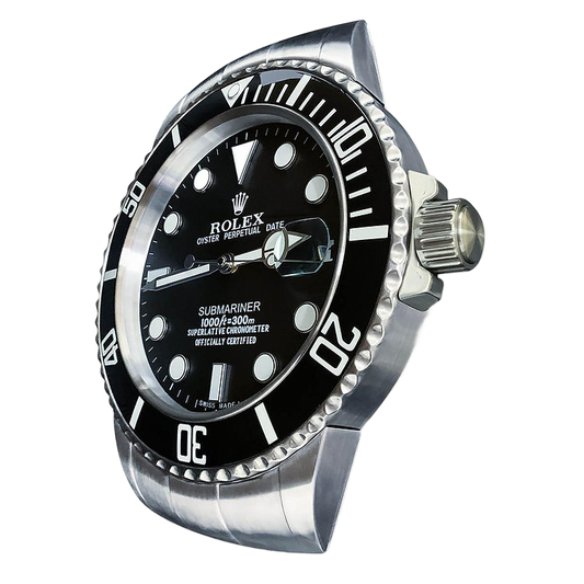 Horloge murale XL inspirée Rolex Submariner noire