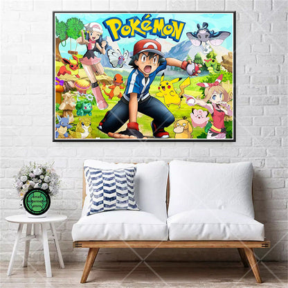 Affiche artistique Pokémon : Ash, Pikachu et amis