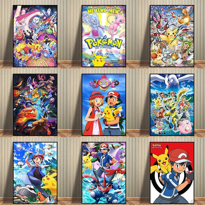 Affiche artistique Pokémon : Ash, Pikachu et amis