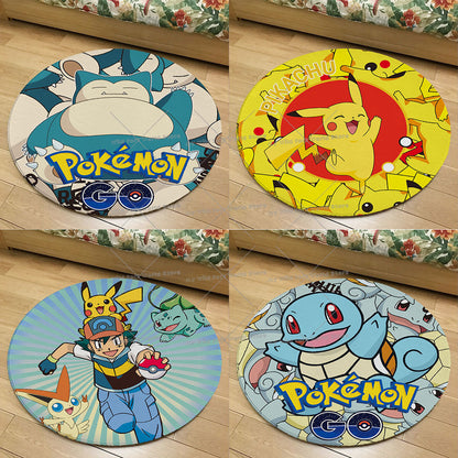 Alfombra Pokémon Colorée en Frotté Rond pour Enfants