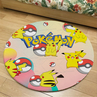 Alfombra Pokémon Colorée en Frotté Rond pour Enfants