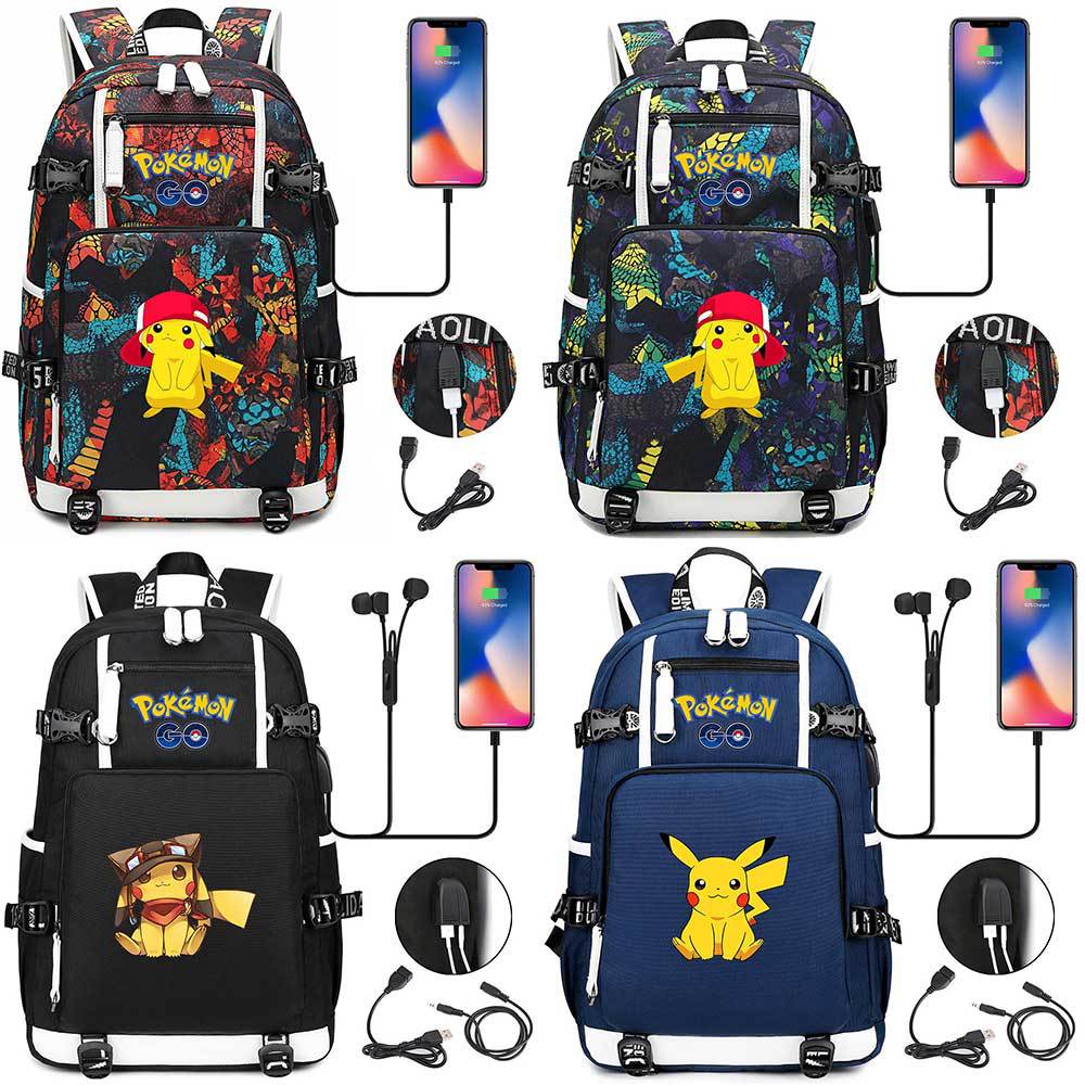 Mochila Pokémon avec Chargeur Intégré et Designs Adorables de Pikachu