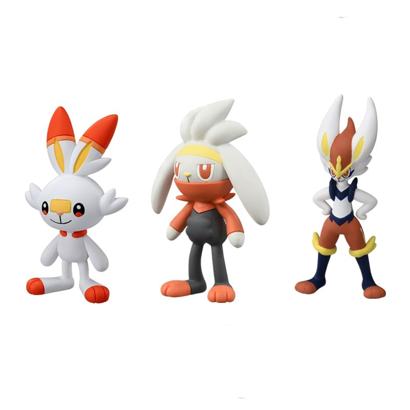 Figurine évolutive Pokémon : Hopplo, Kickerlo et Liberlo en PVC