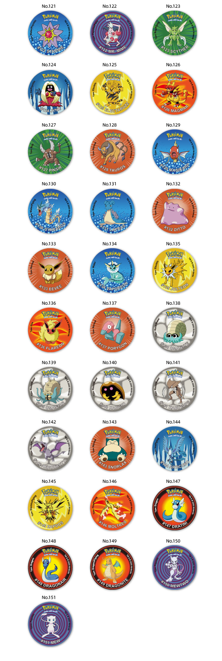 Tazos Pokemon 160 Round Pogs Edición 2000 con Caja