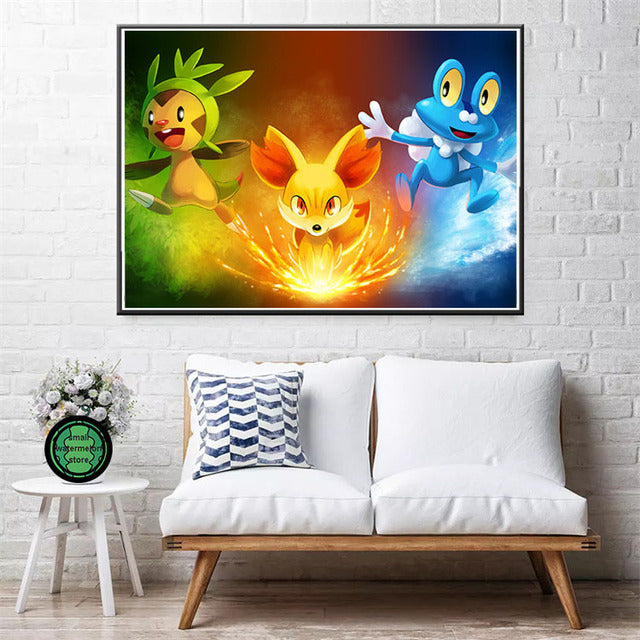 Affiche artistique Pokémon : Ash, Pikachu et amis