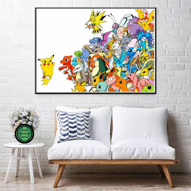 Affiche artistique Pokémon : Ash, Pikachu et amis