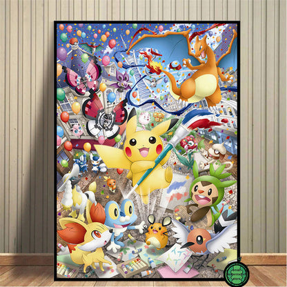 Affiche artistique Pokémon : Ash, Pikachu et amis