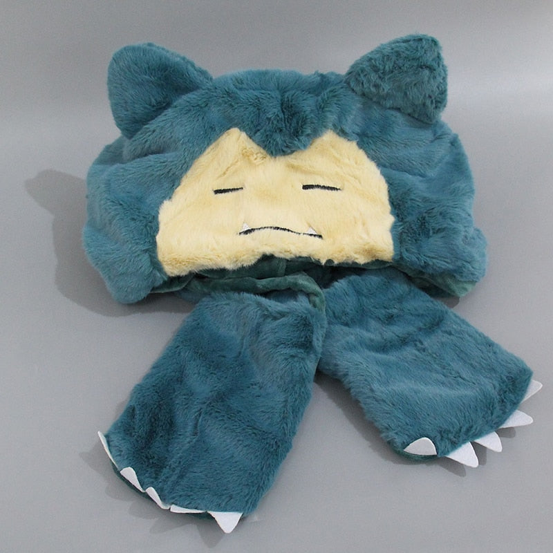 Gorro en peluche Relaxo Snorlax avec capuche et gants intégrés