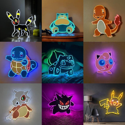 Lámpara de pared con luz de neón LED Pokémon