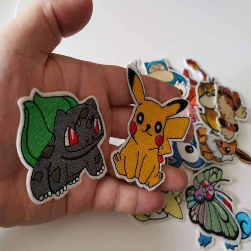 Ensemble de 16 Patchs en Tissu Pokémon à Coudre